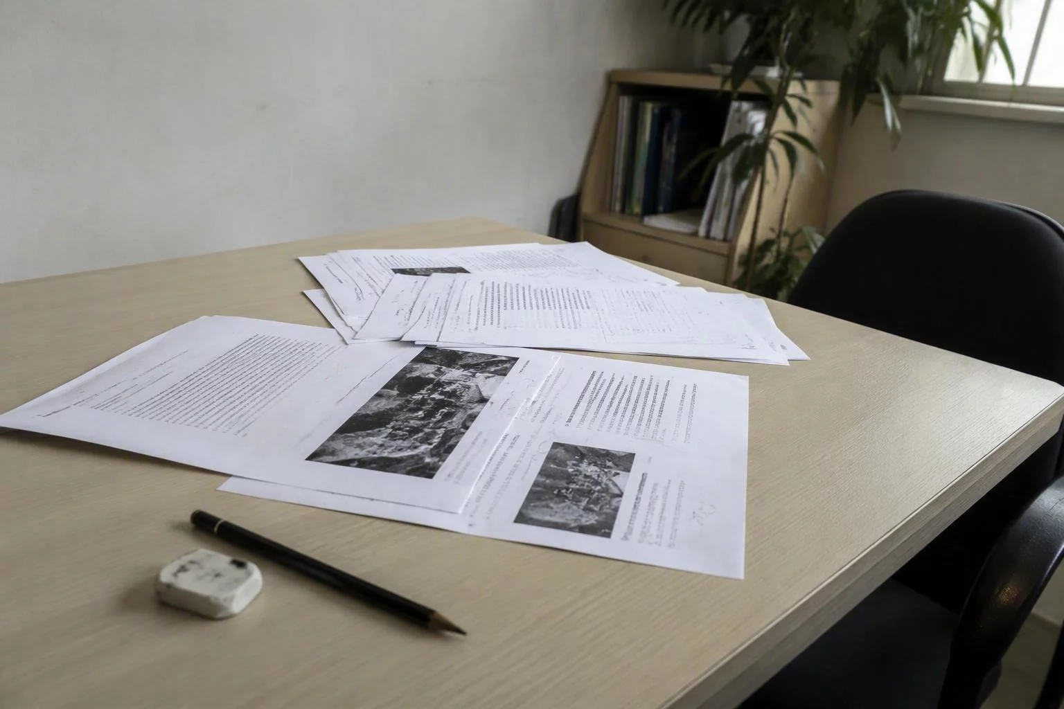 Provas de artigos impressas com marcas de revisão a lápis